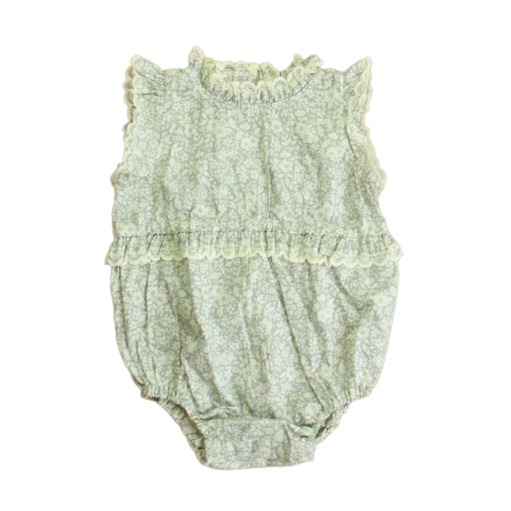 Baby Girls' Green Floral Romper - Noralee
